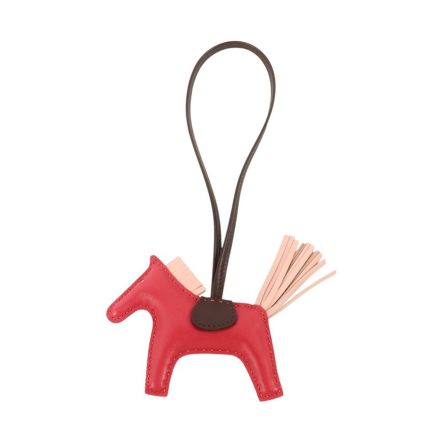 HERMES Milo皮革Rodeo PM掛飾Rose Sakura/Framboise/Rouge Sellier-3
