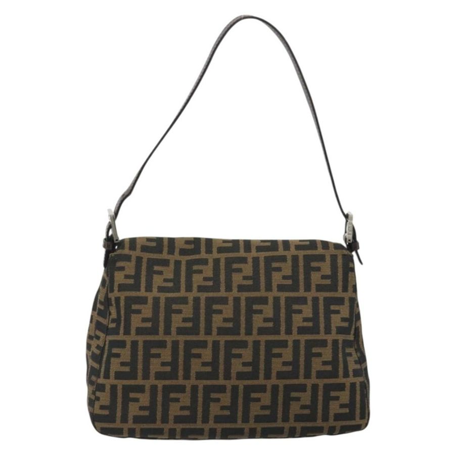 【日本直送】FENDI Zucca帆布Mamma Baguette單肩包 棕色 銀色 正品 195445V-1