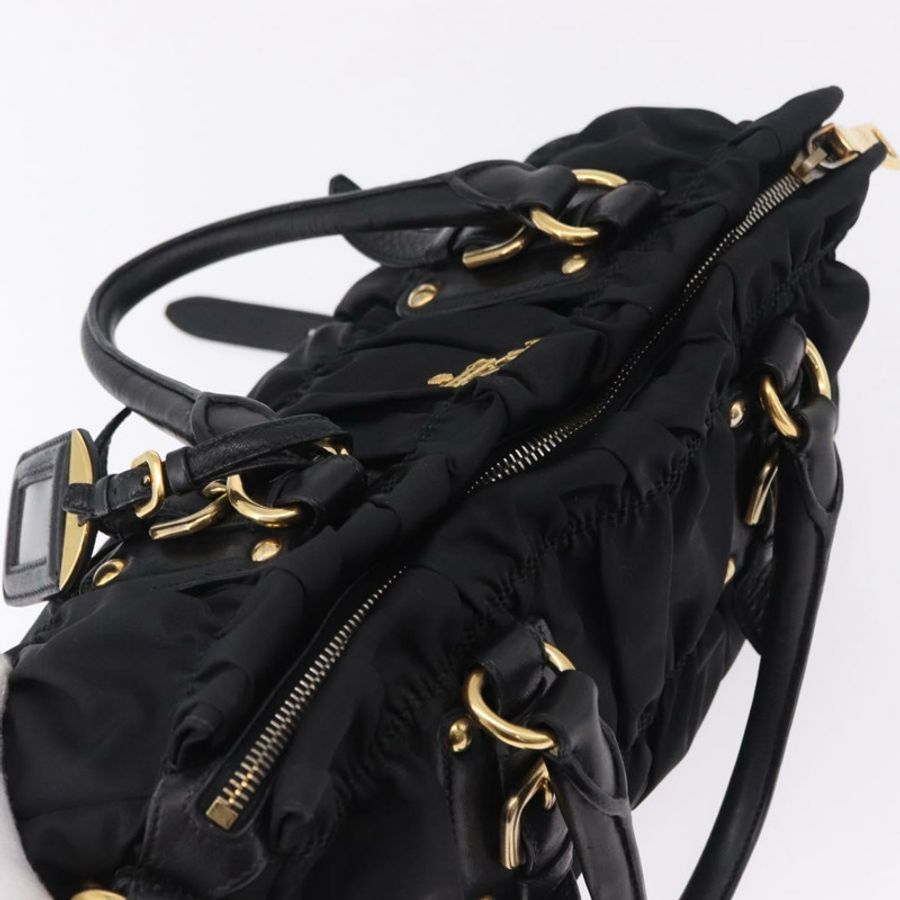 【日本直送】PRADA 尼龍雙肩包 黑色 金色 正品 196783V-5