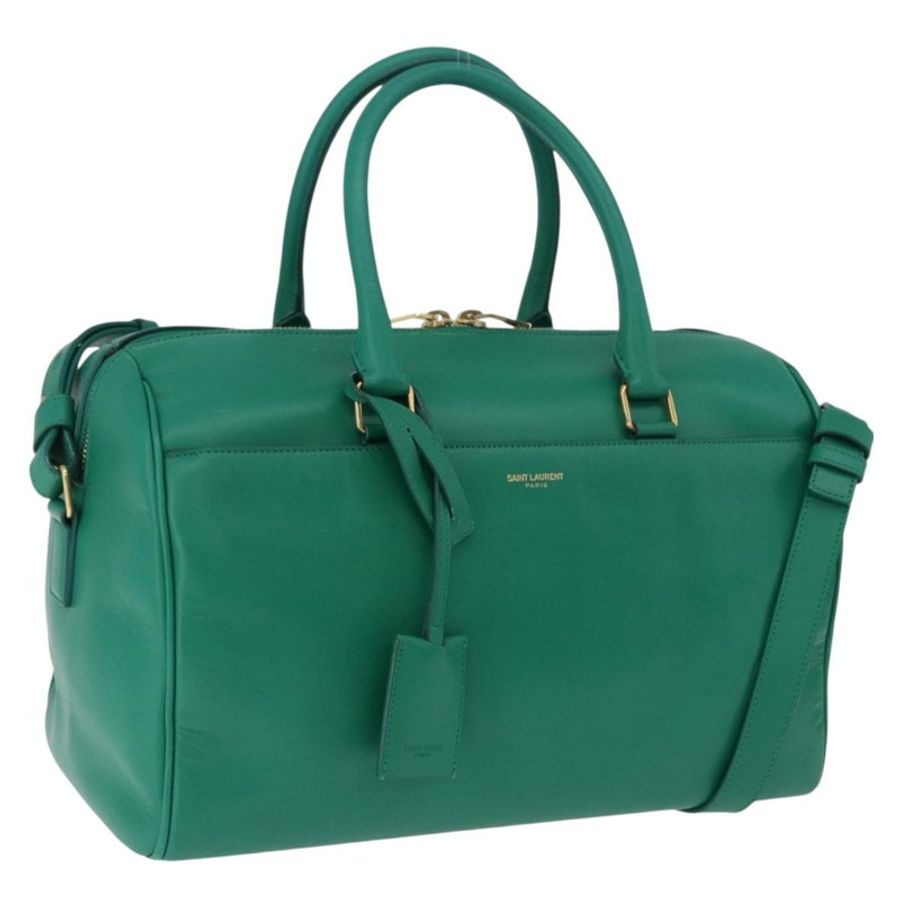 【日本直送】SAINT LAURENT 經典款旅行包 皮革 兩用 綠色/金色 322049 正品 196768V-0