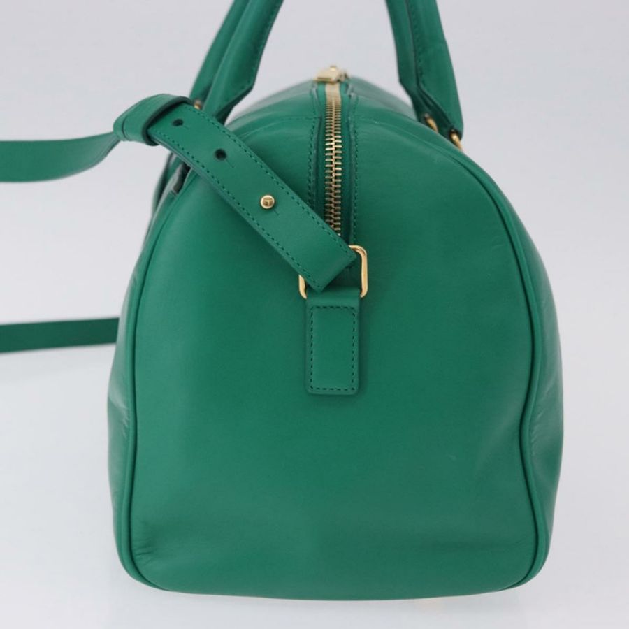 【日本直送】SAINT LAURENT 經典款旅行包 皮革 兩用 綠色/金色 322049 正品 196768V-2