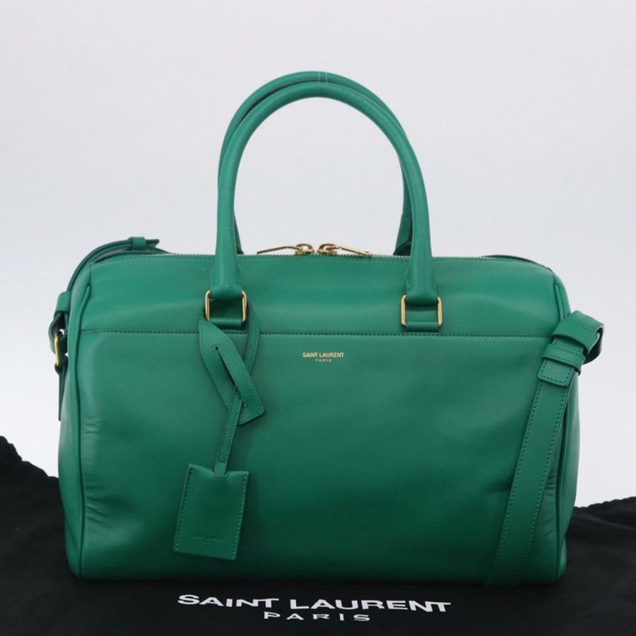 【日本直送】SAINT LAURENT 經典款旅行包 皮革 兩用 綠色/金色 322049 正品 196768V-11