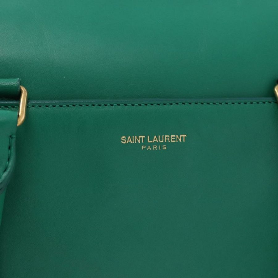 【日本直送】SAINT LAURENT 經典款旅行包 皮革 兩用 綠色/金色 322049 正品 196768V-21