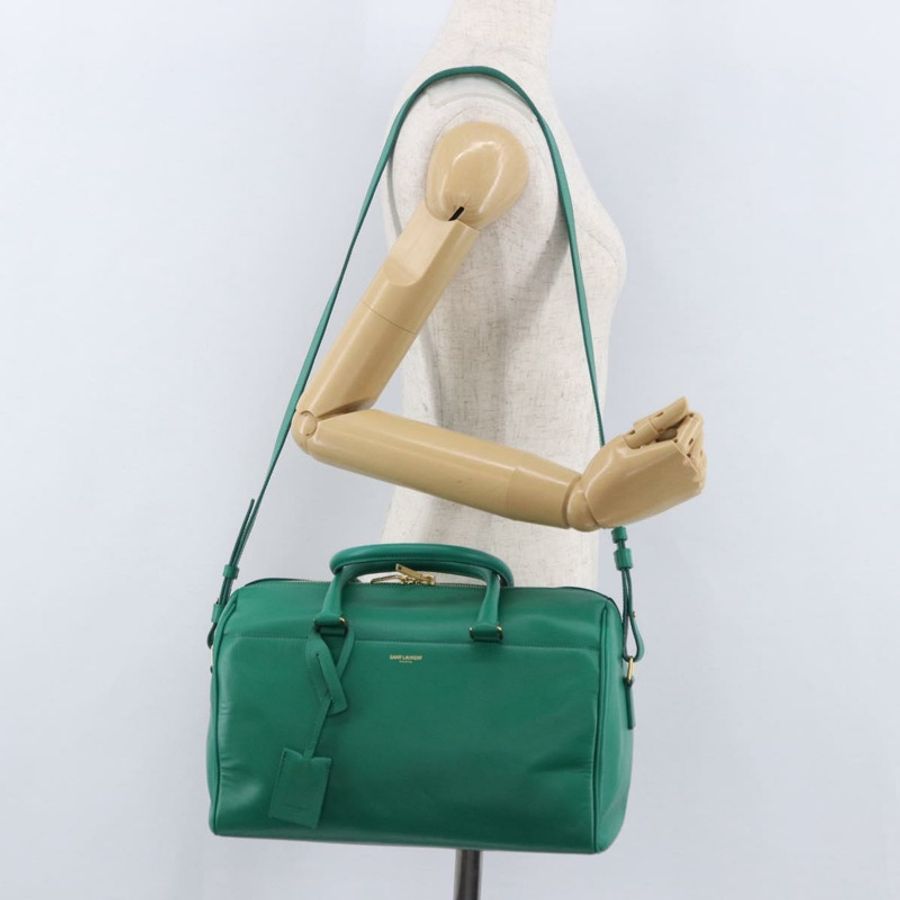 【日本直送】SAINT LAURENT 經典款旅行包 皮革 兩用 綠色/金色 322049 正品 196768V-28