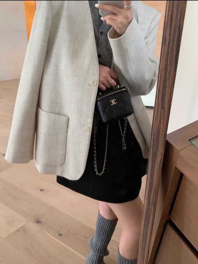 99新 香奈兒Chanel 32開無卡 核桃球化妝盒子包 羊皮-5