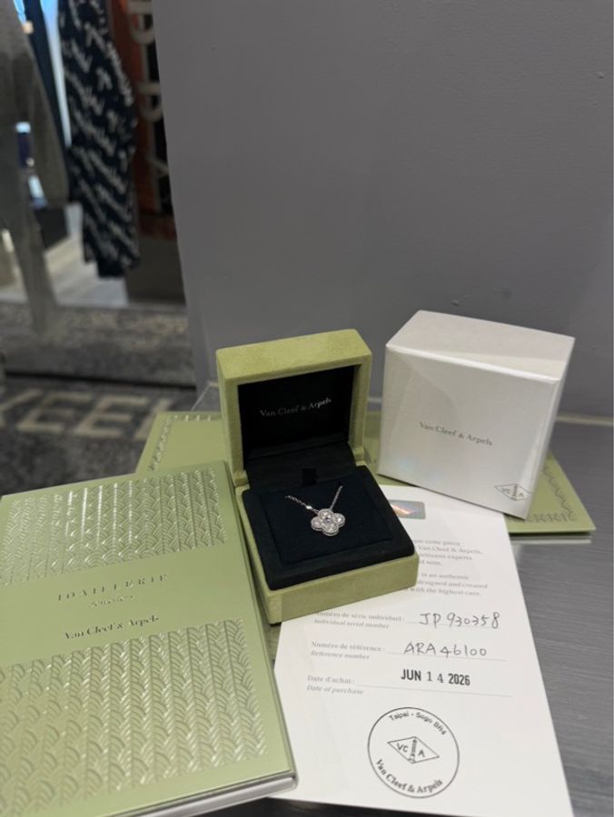 Ven Cleef & Arpels 梵克雅寶 Vintage Alhambra 滿鑽白金項鍊|Classic Trend CT精品|台北東區實體-0