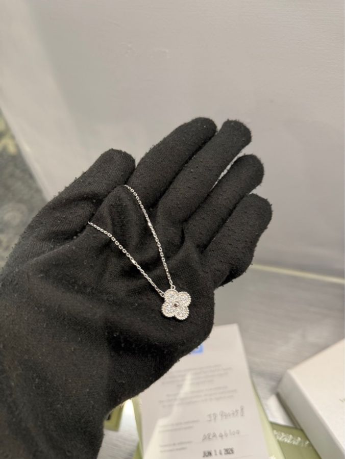 Ven Cleef & Arpels 梵克雅寶 Vintage Alhambra 滿鑽白金項鍊|Classic Trend CT精品|台北東區實體-2