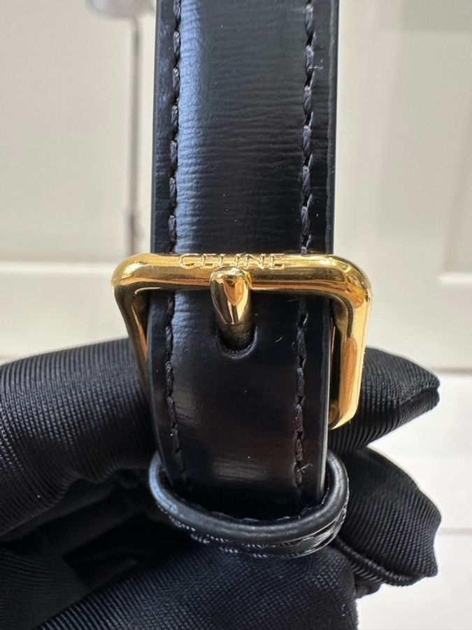 CELINE 凱旋門黑色牛皮腋下包-17