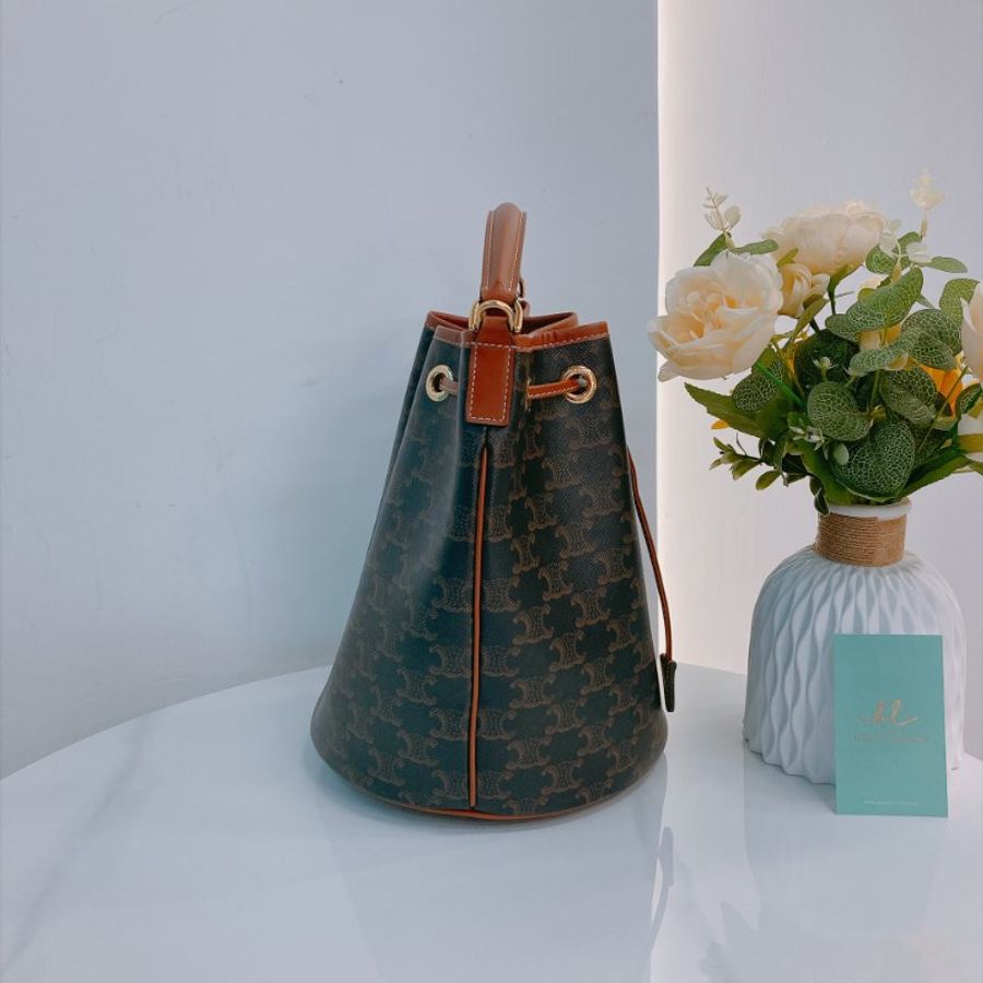 MS0827 Celine 思琳 凱旋系列 帆布包 棕色 金扣 Triomphe Canvas Brown x GHW-3