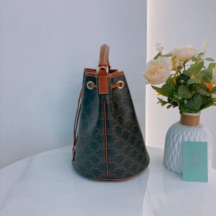 MS0827 Celine 思琳 凱旋系列 帆布包 棕色 金扣 Triomphe Canvas Brown x GHW-4