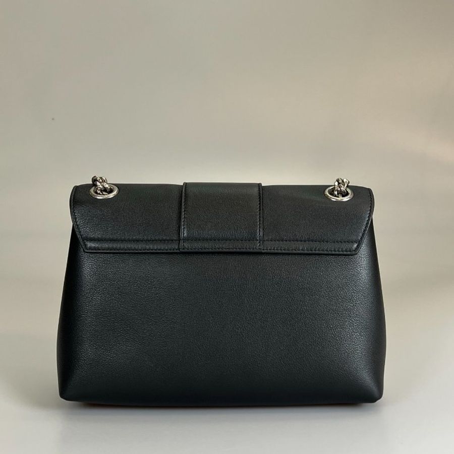 CELINE B-SL-4223 黑皮革銀扣Victoire側肩背 中號-1