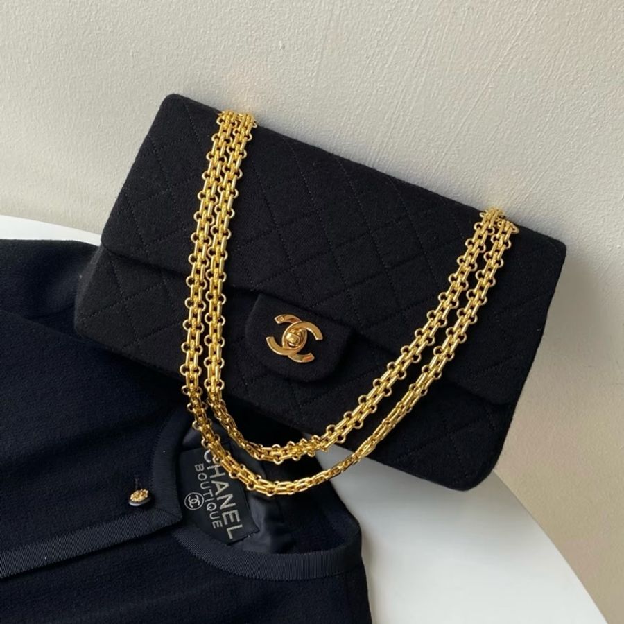 (超級新🆕) Chanel CF25 黑金雙翻蓋 黃金鏈 肩背包-3