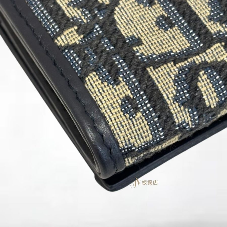 JS1553-DIOR 藍色Oblique緹花金釦下蓋零錢卡包 S2300UTZQ_M928-9