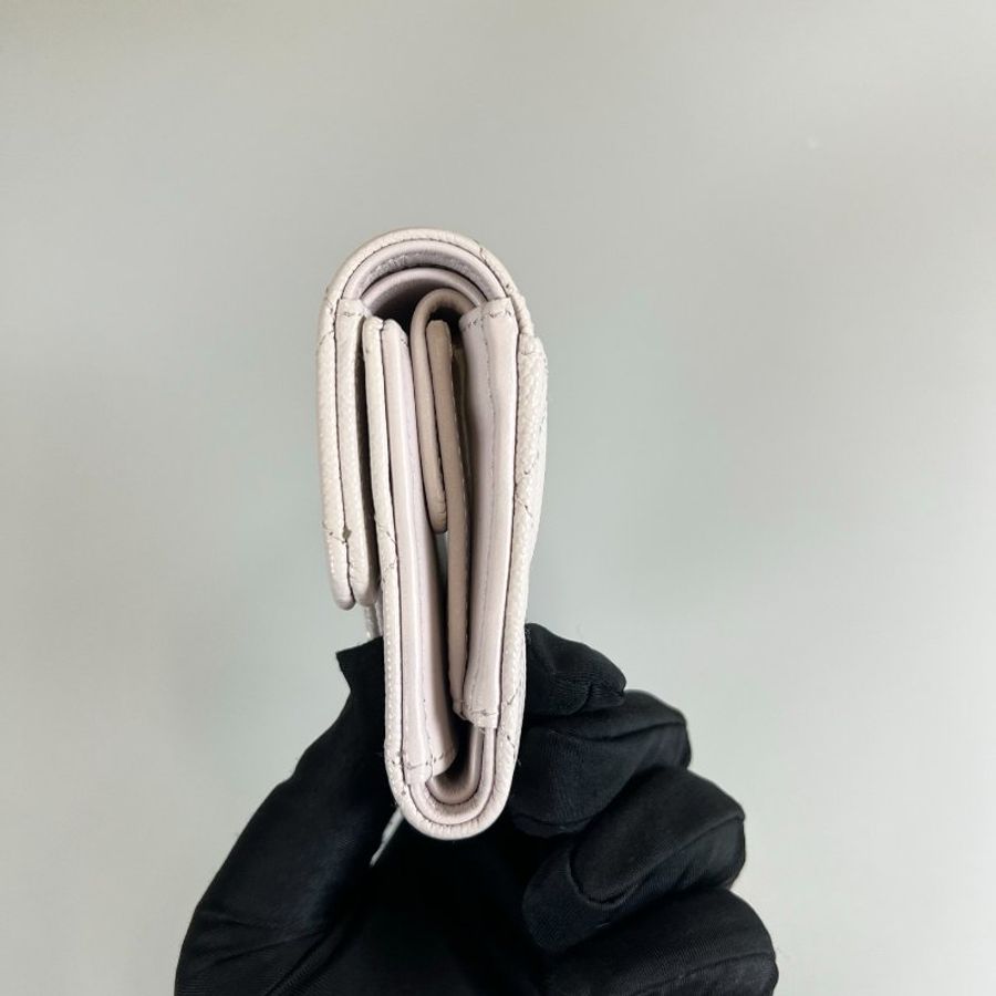 CHANEL 粉紫色淡金扣三折短夾 AP0229/晶片款-3
