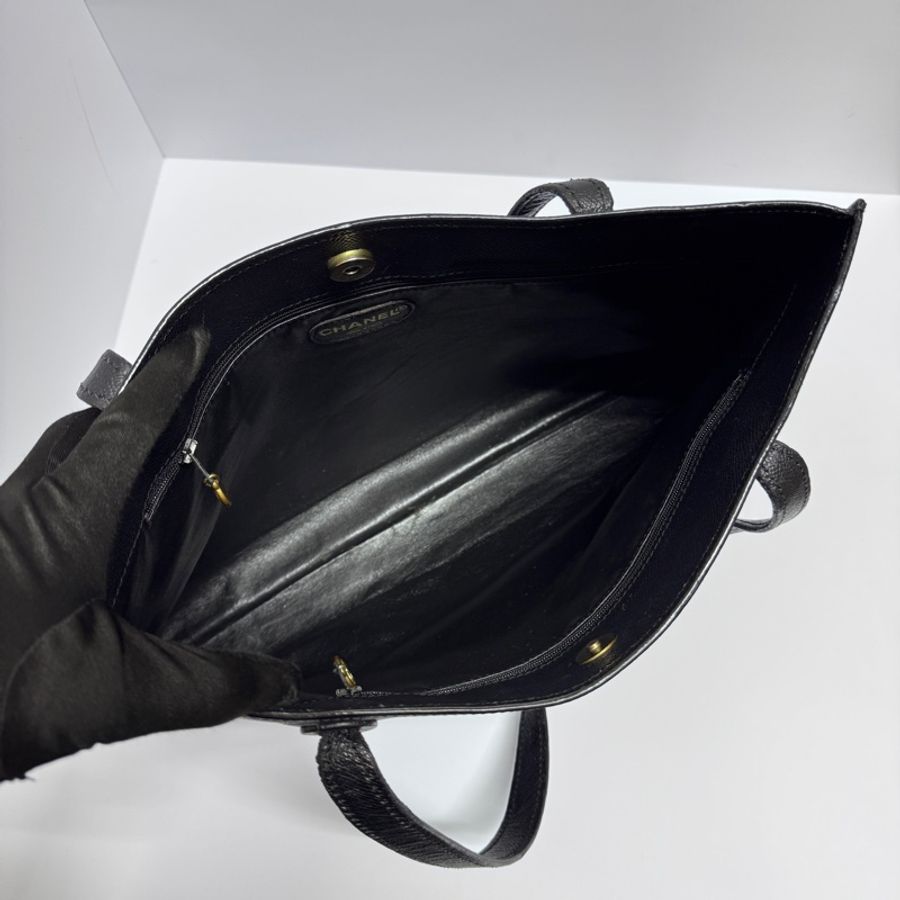 Chanel 香奈兒 “so black” 全黑 荔枝牛皮 托特包👜-4