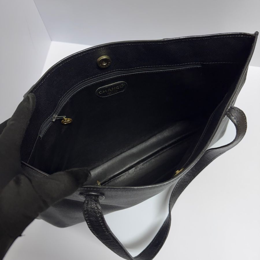 Chanel 香奈兒 “so black” 全黑 荔枝牛皮 托特包👜-5