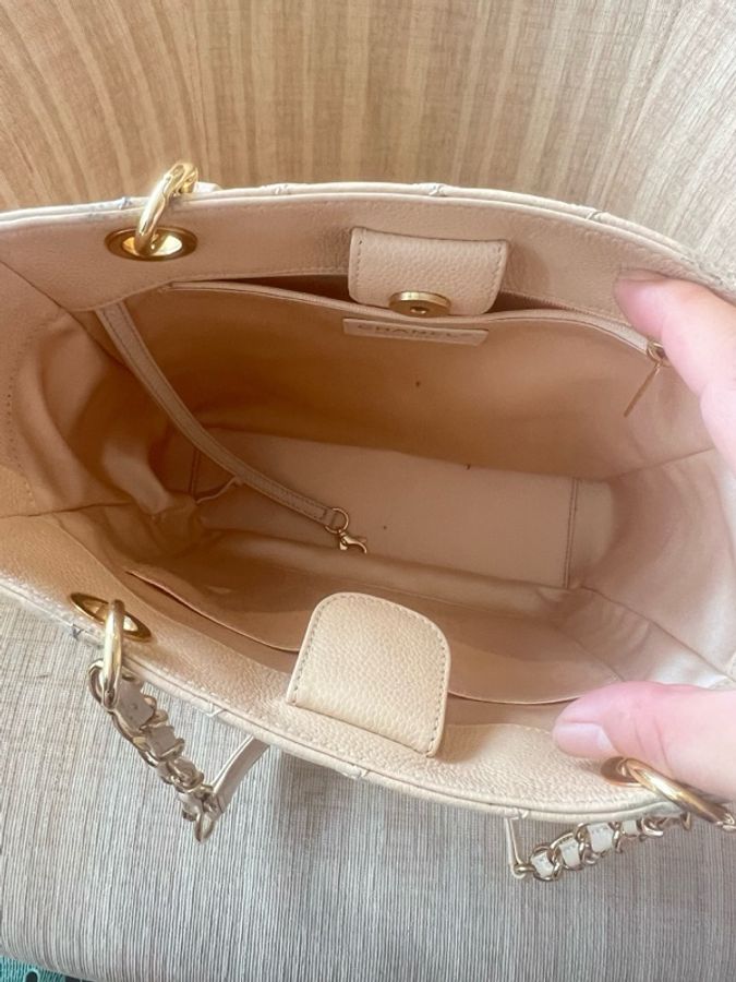 香奈兒Chanel/PST托特包單肩腋下包 奶茶色-5