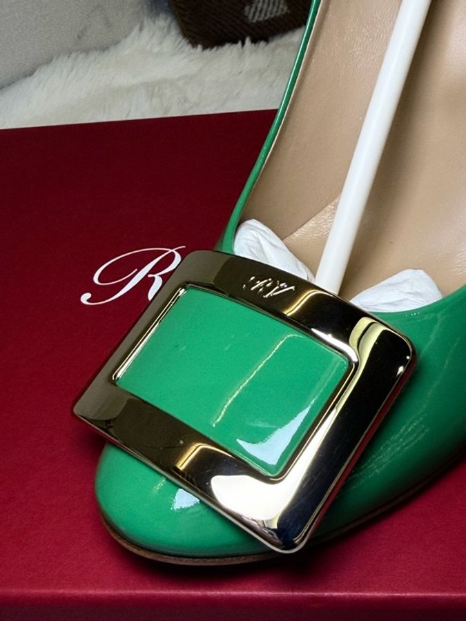 Roger Vivier / 經典方釦漆皮高跟鞋/ 綠-1