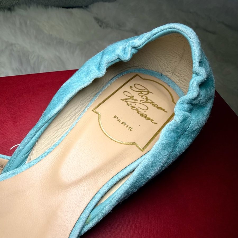 Roger Vivier/ Ballerine Chips 麂皮方扣平底鞋-8