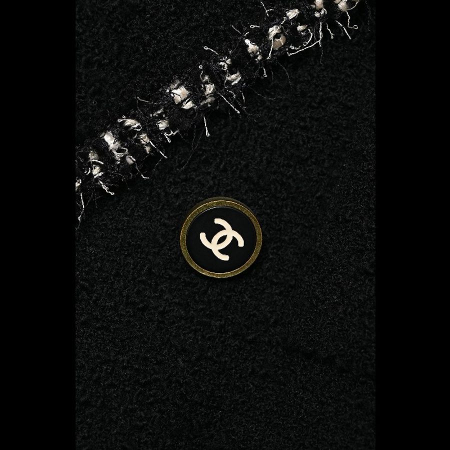 Chanel 94年黑白滚边黑金双排扣上衣外套-1