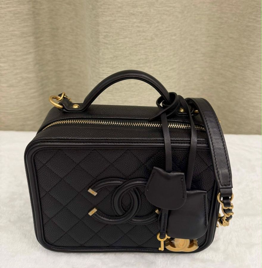 CHANEL 經典雙C菱格紋手提化妝箱包/肩背包-3