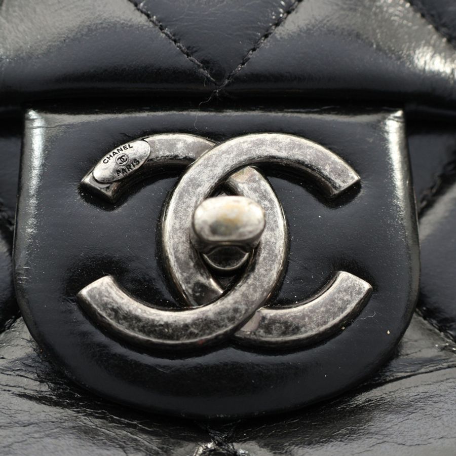 CHANEL 香奈兒 鍊帶肩背包 黑色 菱格紋牛皮 銀釦 無卡 A92373-5