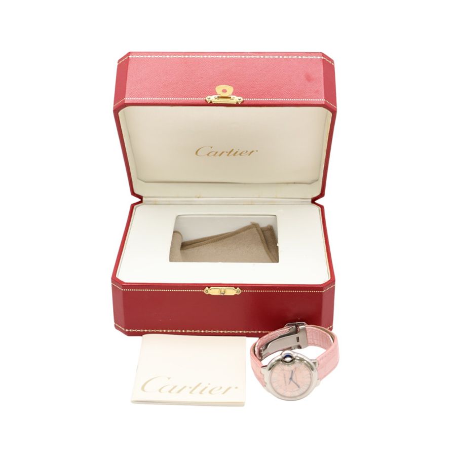 Cartier 卡地亞 Ballon Bleu de Cartier 腕錶 粉色錶盤 鱷魚皮錶帶 WSBB0002-10