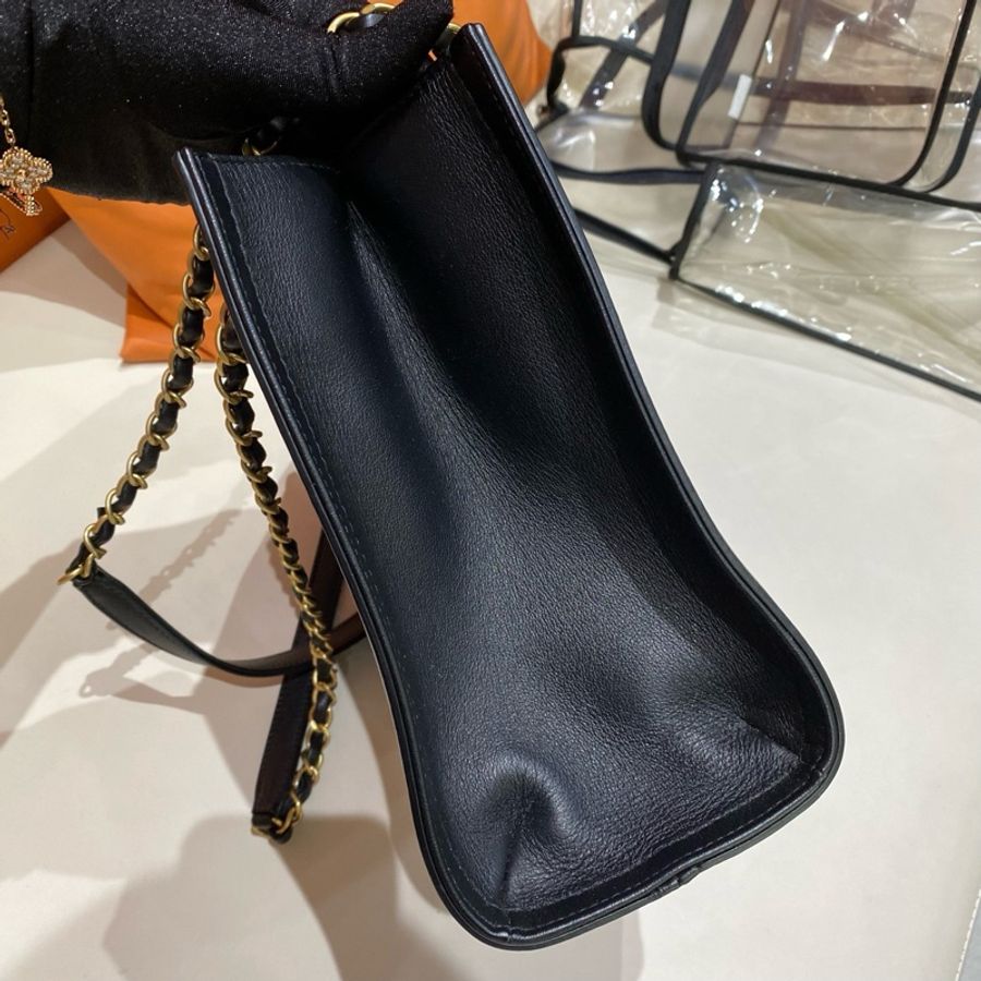 Chanel 香奈兒21B購物袋tote 黑金牛皮 小號 肩背包-3