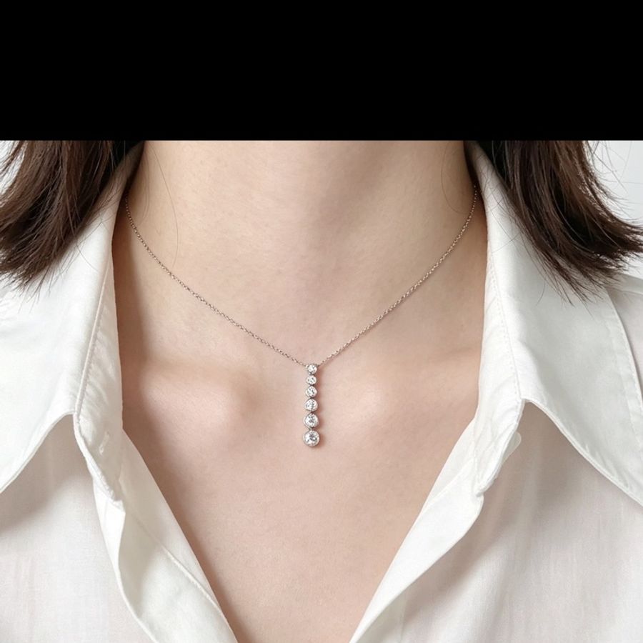 Tiffany蒂芙尼六排鑽白金項鍊 鑽石非常閃耀 盡顯氣質高雅 鏈長約：41cm左右-1