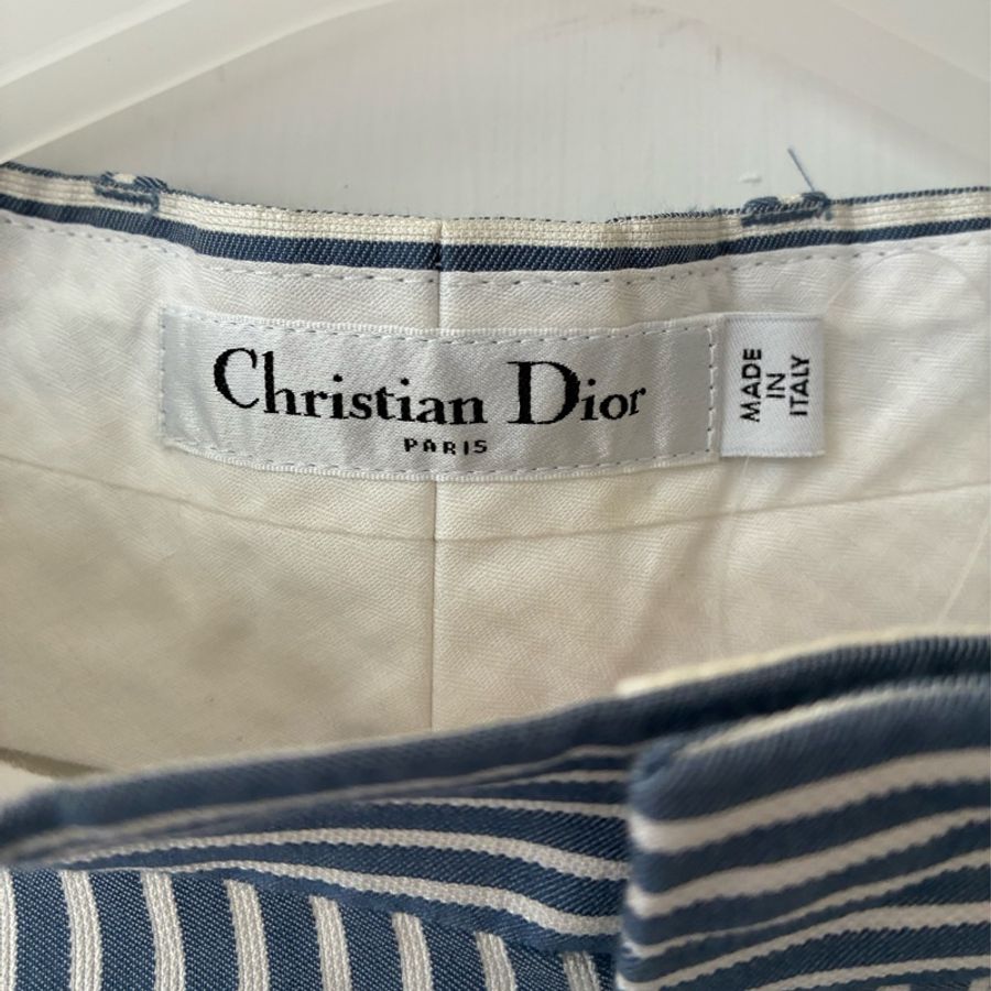 Dior 藍白直紋西裝寬褲38-3