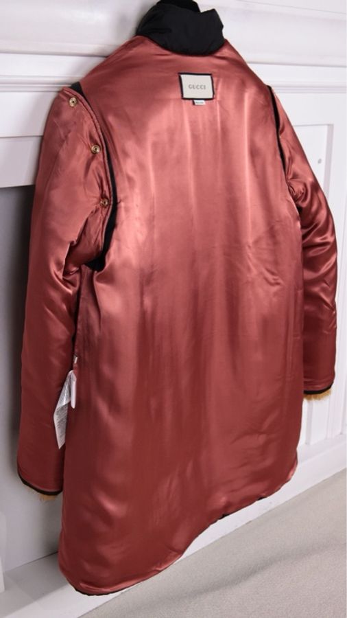 Gucci黑金扣毛毛袖口棉服袖子可拆卸-39