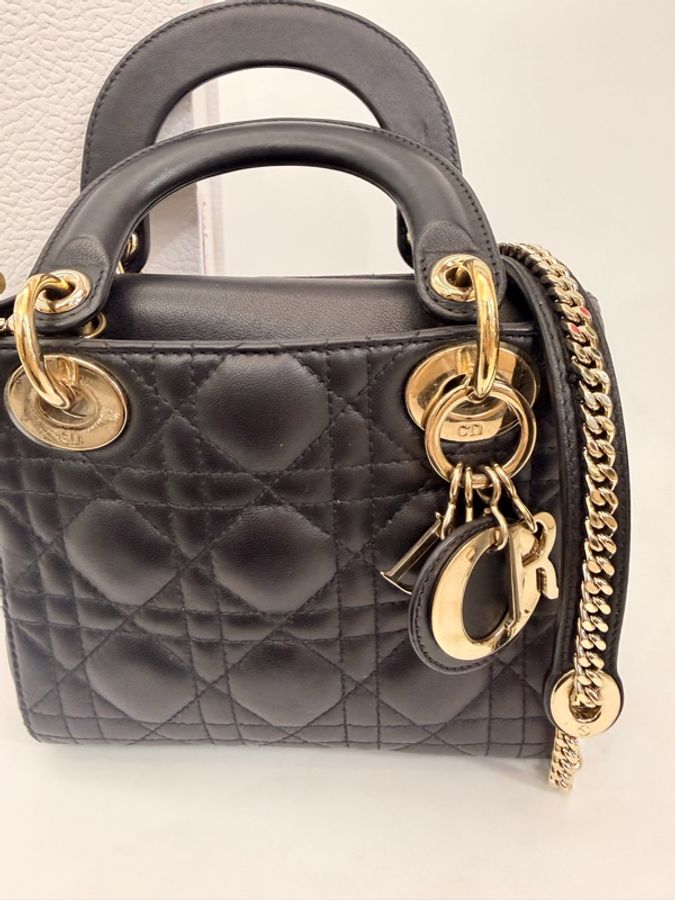Dior mini lady Dior 黑羊皮3*3-1