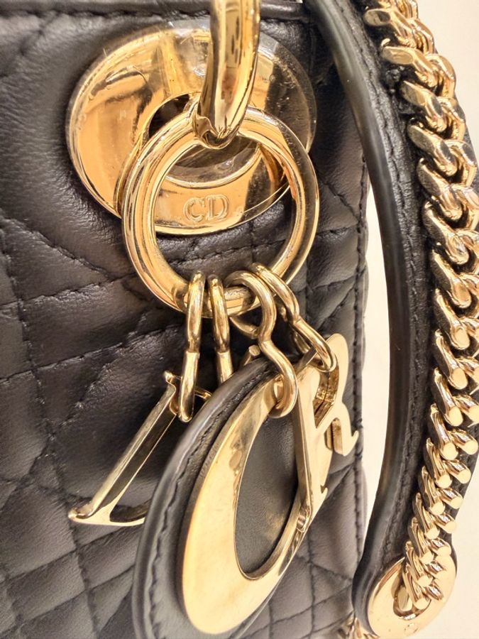 Dior mini lady Dior 黑羊皮3*3-3