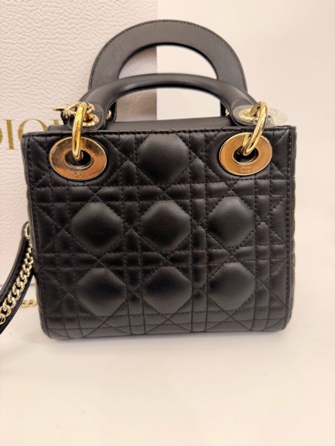 Dior mini lady Dior 黑羊皮3*3-5