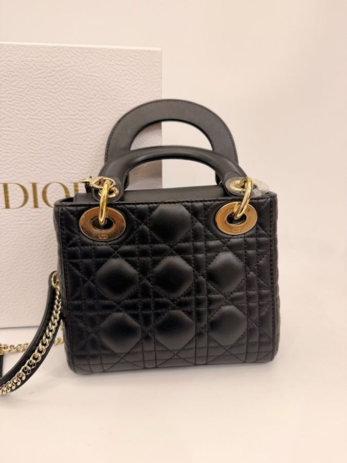 Dior mini lady Dior 黑羊皮3*3-6