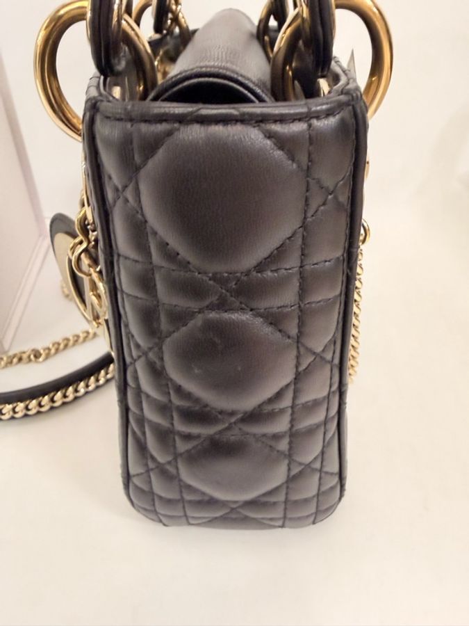 Dior mini lady Dior 黑羊皮3*3-10