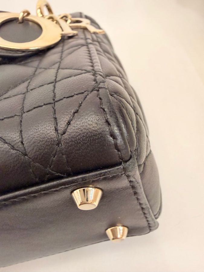 Dior mini lady Dior 黑羊皮3*3-40