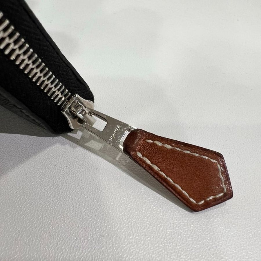 HERMES W刻 黑絲巾短夾-8