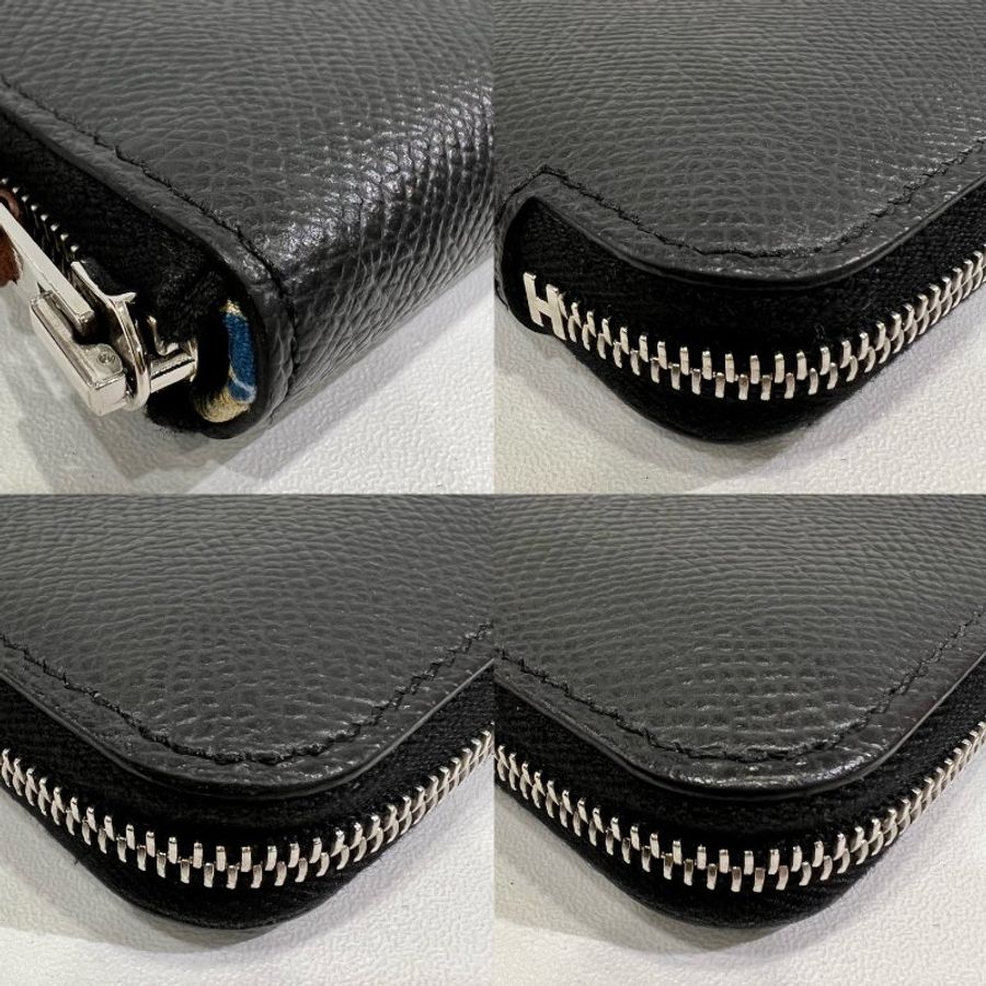 HERMES W刻 黑絲巾短夾-10