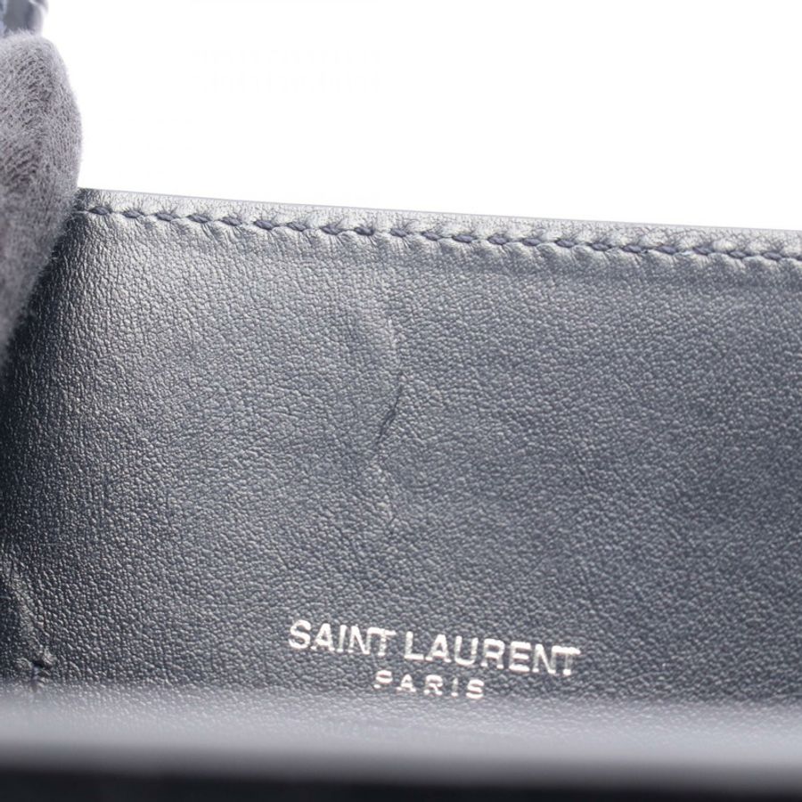 SAINT LAURENT PARIS Sac de Jour Baby 鱷魚紋壓花兩用手提包 421863 皮革 海軍藍 二手 女士-6