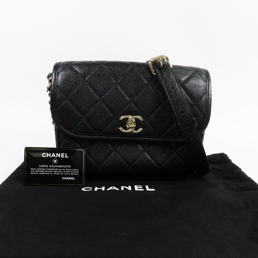 CHANEL 牛皮皮革Chain Shoulder Bag鏈帶肩背袋-9