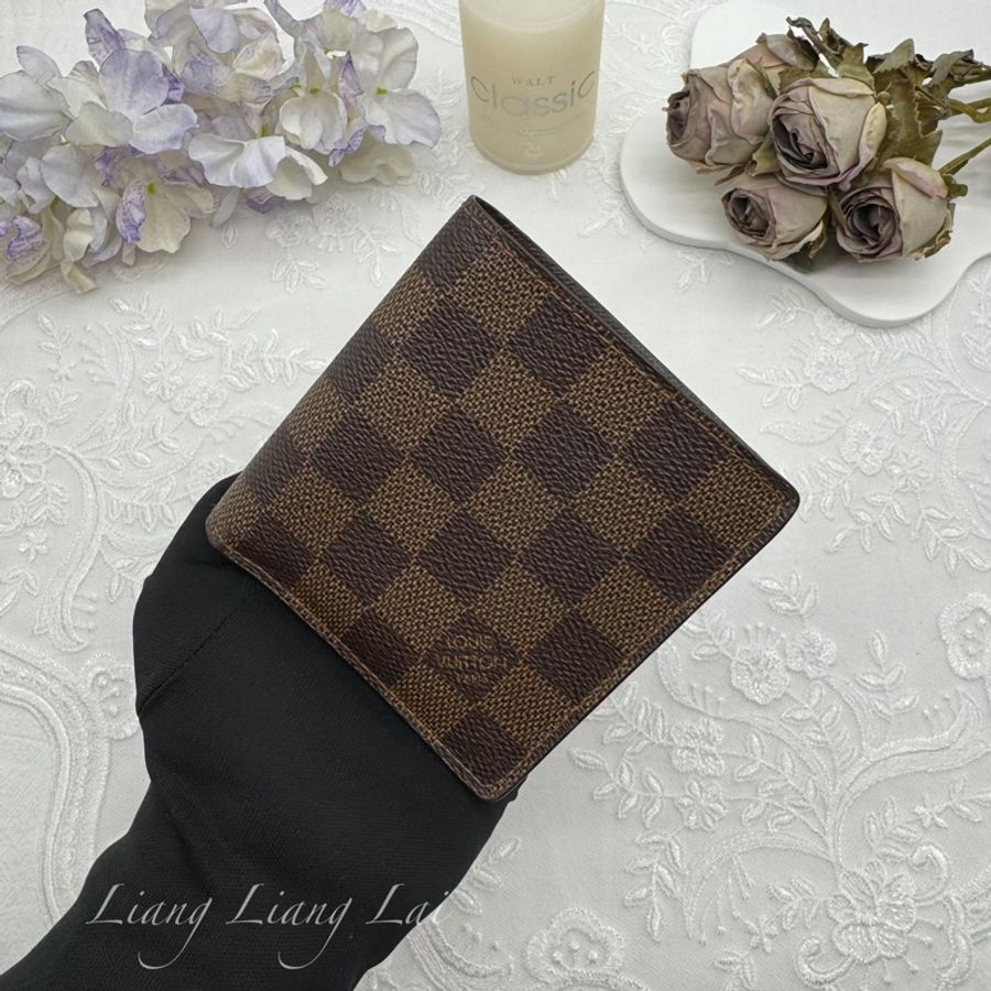 LOUIS VUITTON LV Damier Ebene 經典棋盤格六卡短夾-11