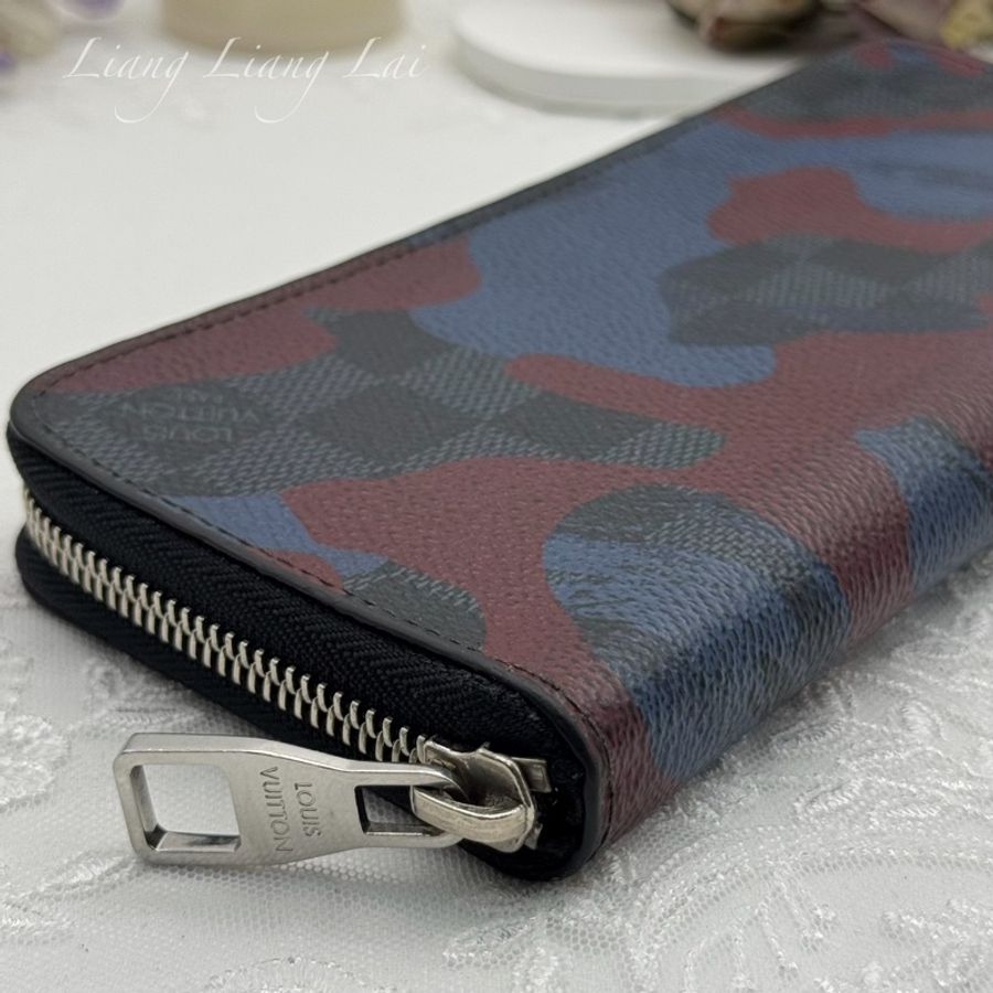 LOUIS VUITTON LV Damier Graphite 迷彩印花拉鍊長夾-25