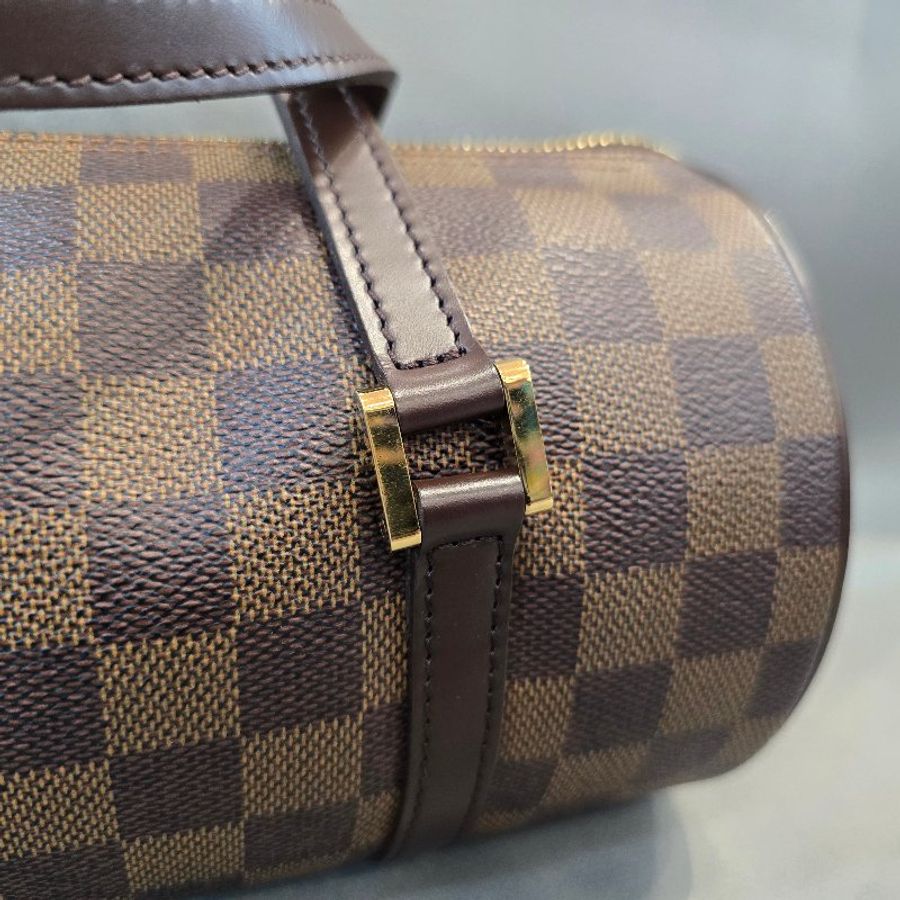 LOUIS VUITTON Papillon 26 Damier Ebene 棋盤格圓筒包|N51304-7