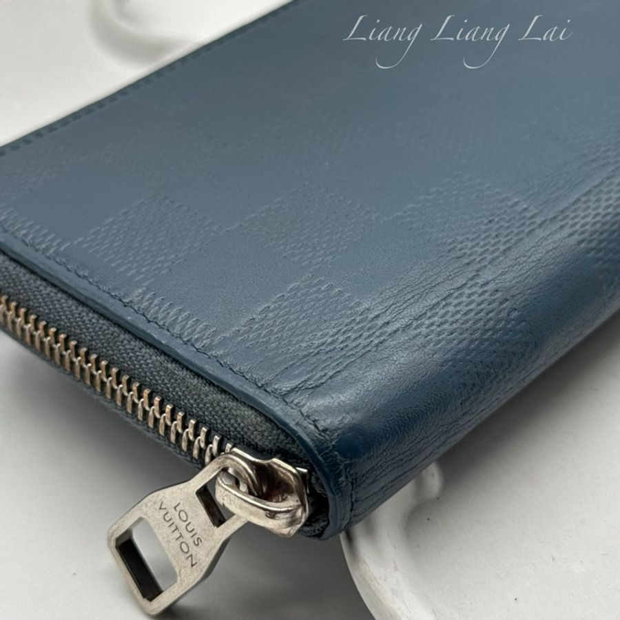 LOUIS VUITTON LV Damier Infini 土耳其藍拉鍊長夾-23