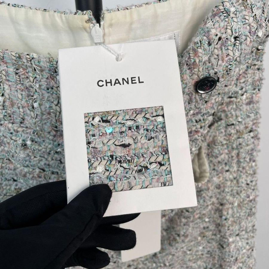 Chanel 19年邮轮系列蓝彩色编织半裙-10