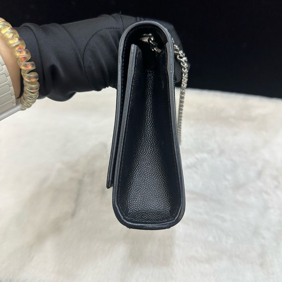 聖羅蘭/Saint laurent MONOGRAM KATE系列 Logo銀標 黑銀魚子醬鏈條包-2