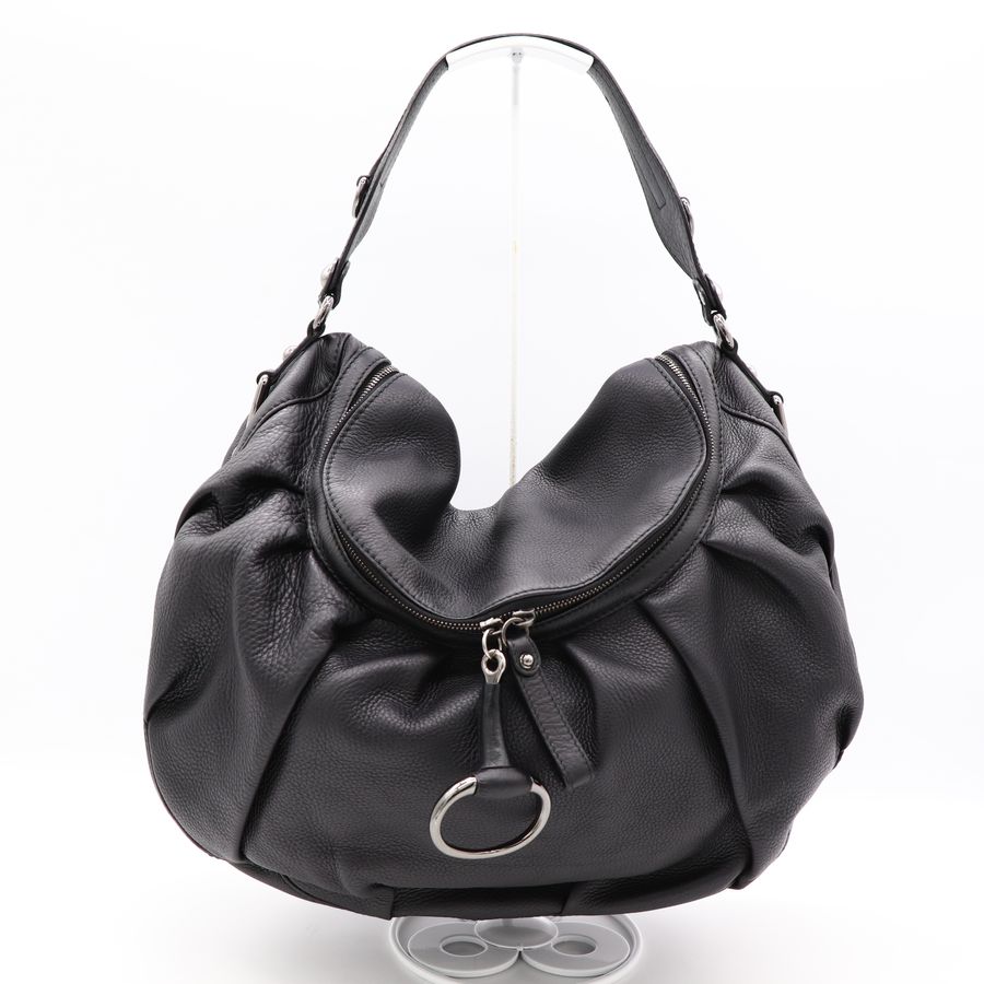 Gucci Icon Bit Medium 黑色 牛皮 銀扣 機車包 肩背包 手提包 大包-1