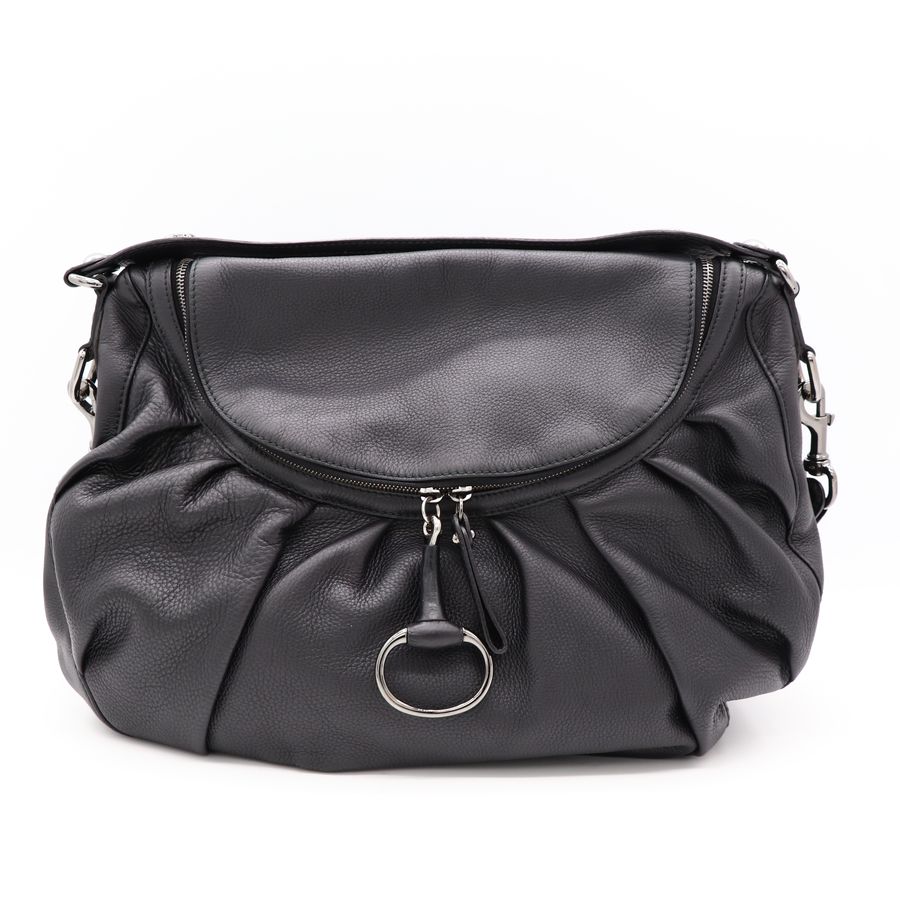 Gucci Icon Bit Medium 黑色 牛皮 銀扣 機車包 肩背包 手提包 大包-6