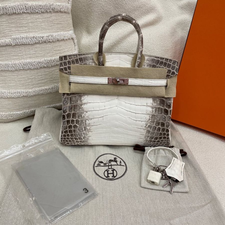 Hermès Birkin 25 喜馬拉雅 兩點鱷魚 銀扣-0